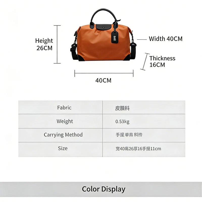 Fashion film travel bag, business travel luggage bag, commuting storage bag, large capacity diagonal cross yoga fitness bag