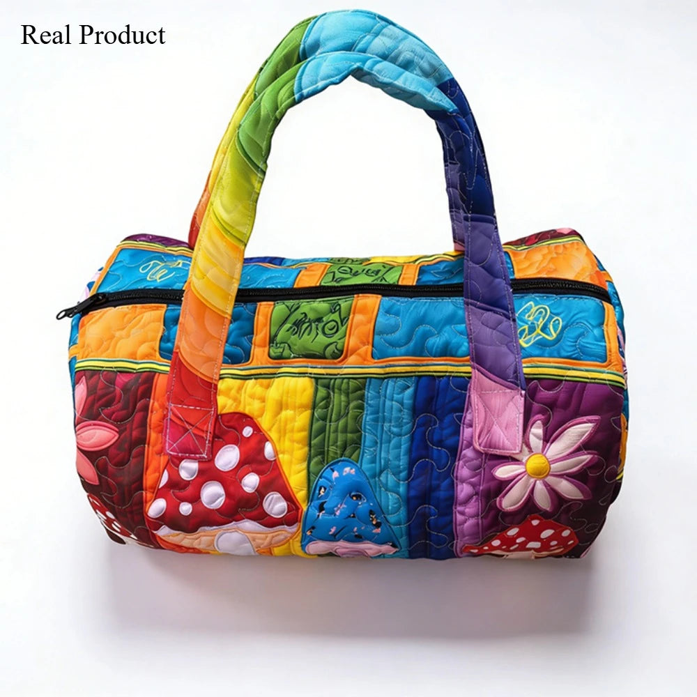 Handmade Quilted Travel Bag Vintage Artistic Camper Nature Duffle Bag Boho Weekender Tote Men Women Camping Hiking Road Trip