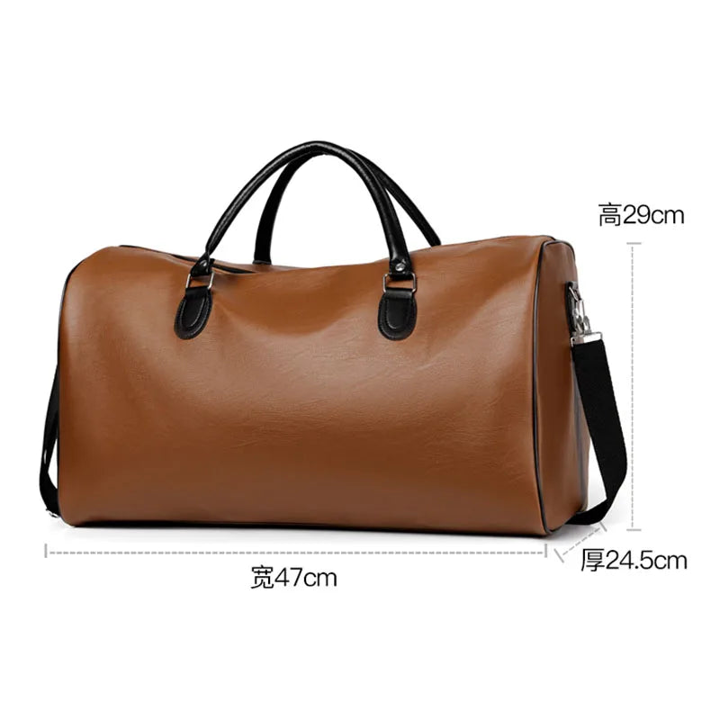 Men's Business Travel Bags Leather Large Capacity Handbags Traveling Luggage Organizer The Tote Bag Sports Weekend Handbag