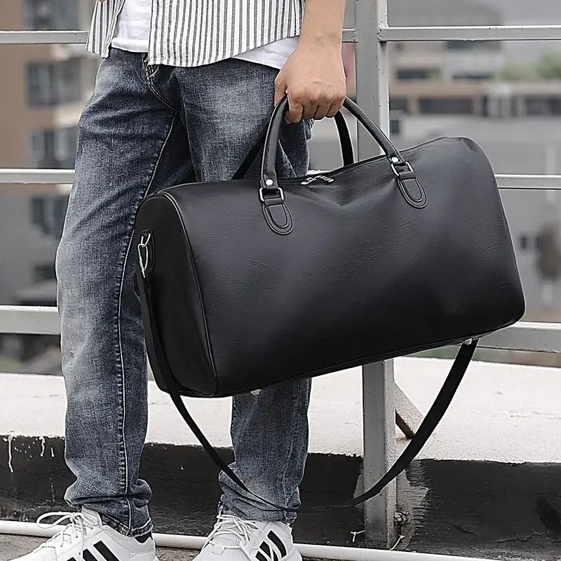 Men's Business Travel Bags Leather Large Capacity Handbags Traveling Luggage Organizer The Tote Bag Sports Weekend Handbag