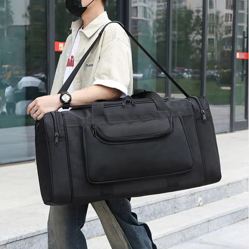 Travel Handbag Large Shoulder Bag Outing Travelling Satchel Storage Bag Tidy Organizer  Black Hand Bag Outdoor Luggage Duffel